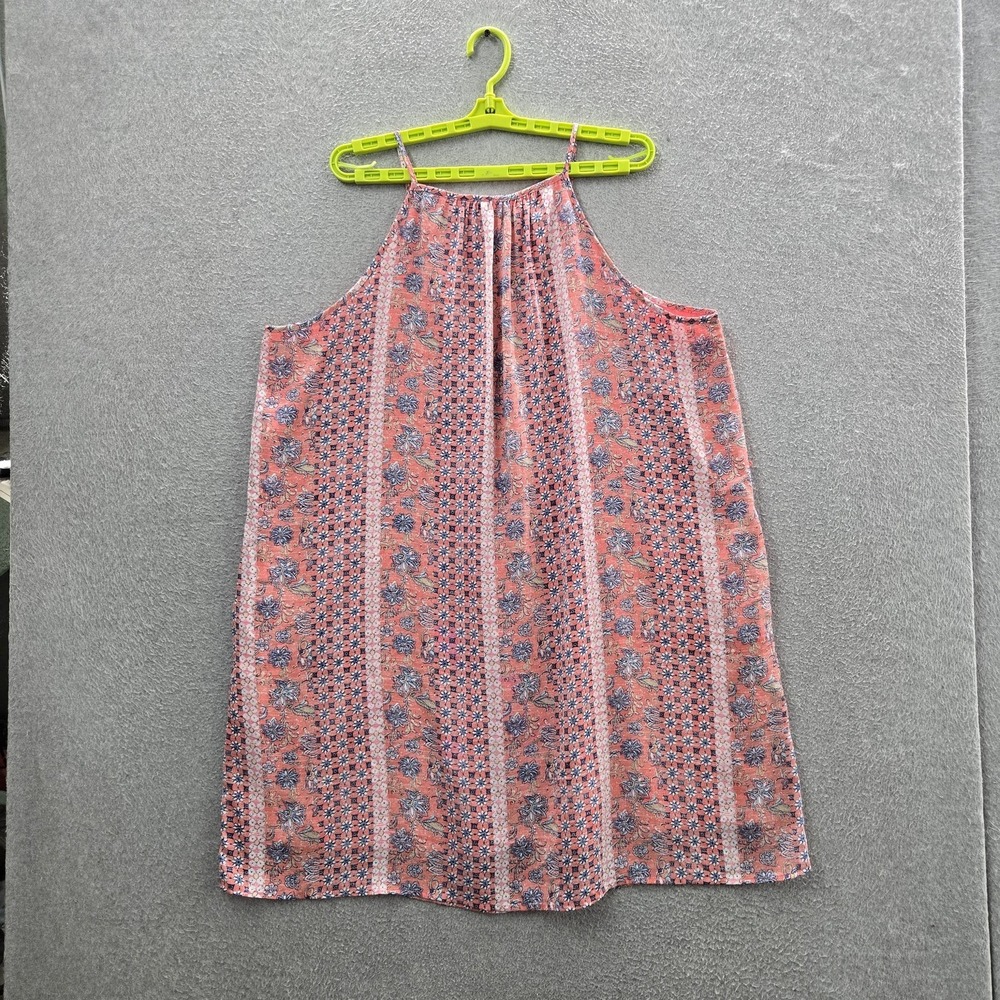 GAP Women Dress L Pink Floral Halter Swing Sundress Sleeveless Tank
